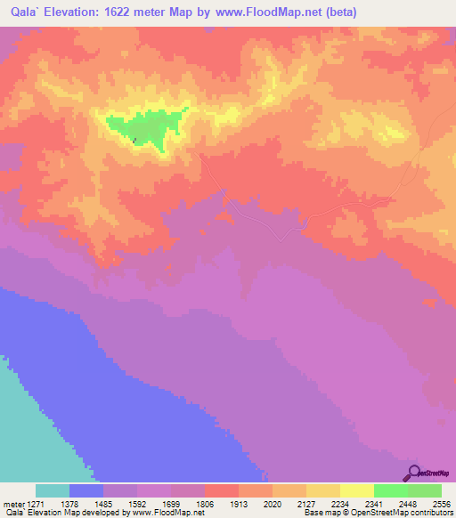 Qala`,Iran Elevation Map