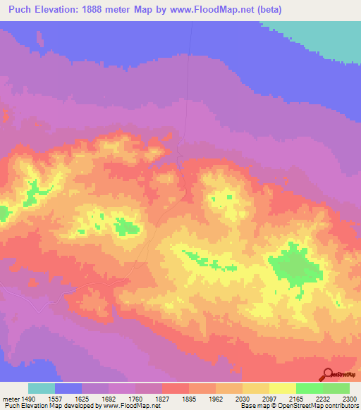 Puch,Iran Elevation Map
