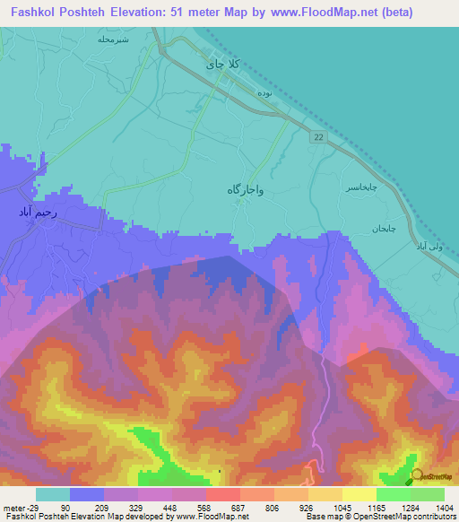 Fashkol Poshteh,Iran Elevation Map