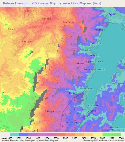 Kabase,Congo (Kinshasa) Elevation Map