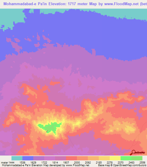 Mohammadabad-e Pa'in,Iran Elevation Map