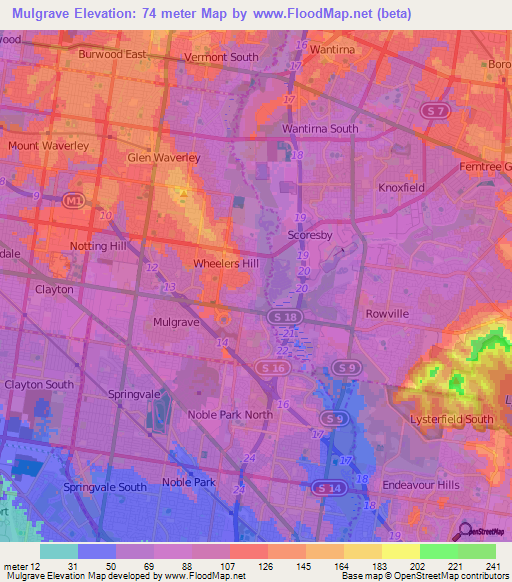 Mulgrave,Australia Elevation Map