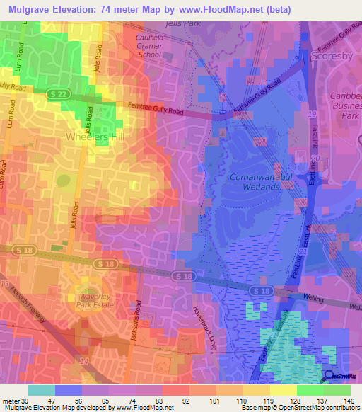 Mulgrave,Australia Elevation Map