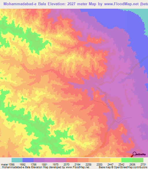 Mohammadabad-e Bala,Iran Elevation Map
