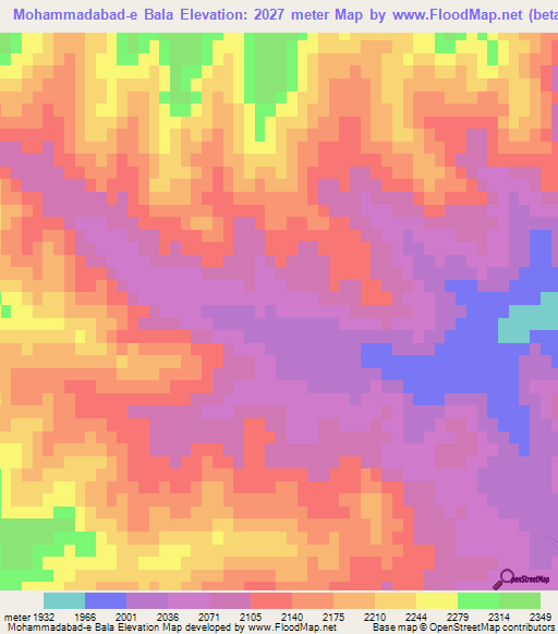 Mohammadabad-e Bala,Iran Elevation Map