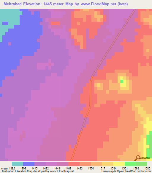Mehrabad,Iran Elevation Map