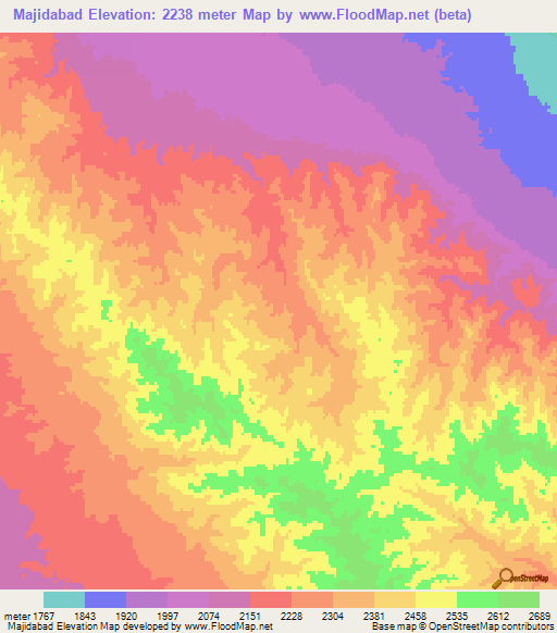 Majidabad,Iran Elevation Map