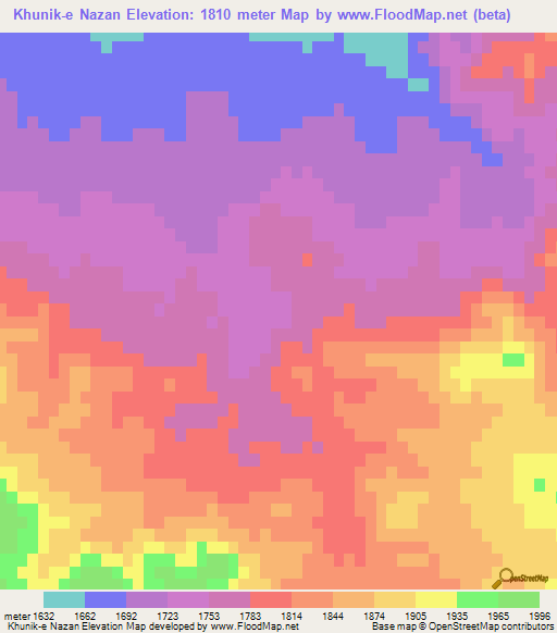 Khunik-e Nazan,Iran Elevation Map
