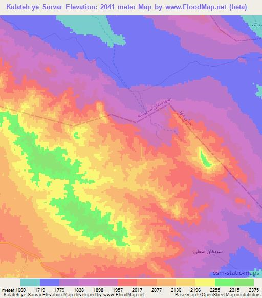 Kalateh-ye Sarvar,Iran Elevation Map