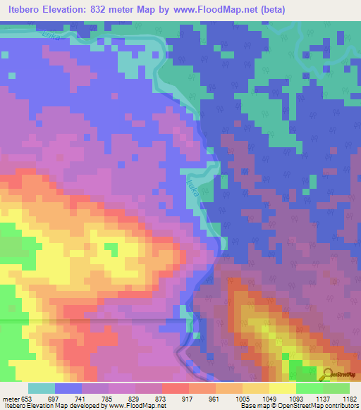 Itebero,Congo (Kinshasa) Elevation Map