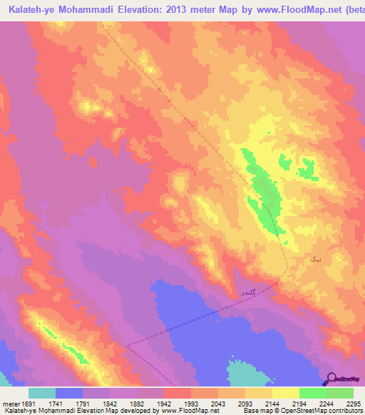 Kalateh-ye Mohammadi,Iran Elevation Map