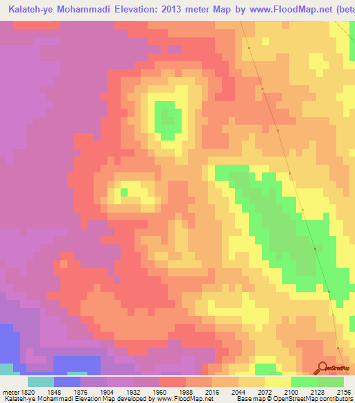 Kalateh-ye Mohammadi,Iran Elevation Map