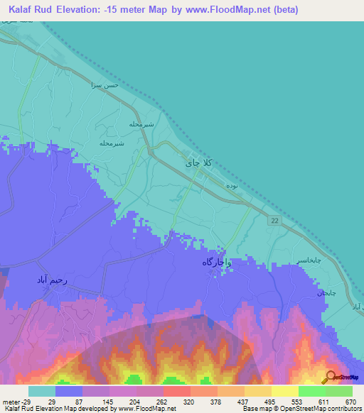 Kalaf Rud,Iran Elevation Map