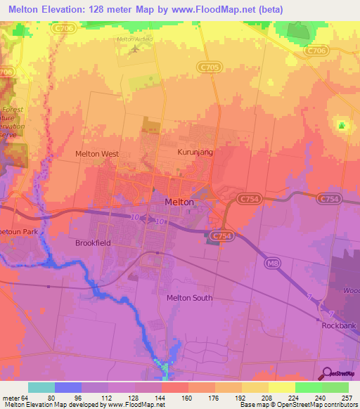 Melton,Australia Elevation Map