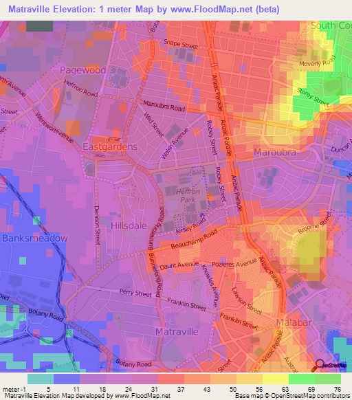 Elevation of Matraville,Australia Elevation Map, Topography, Contour
