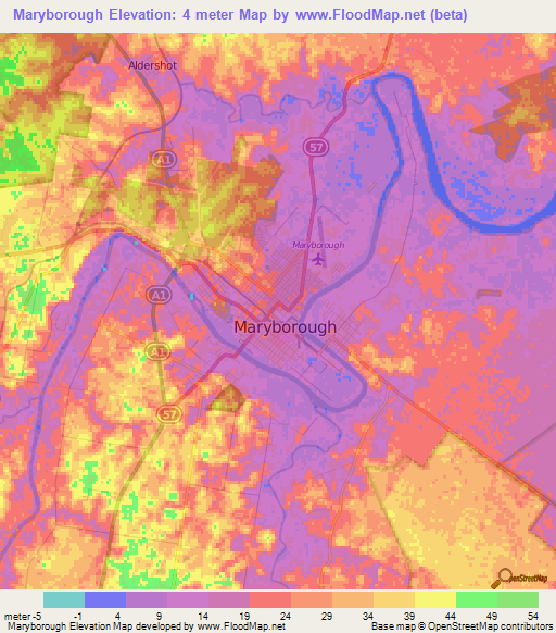 Maryborough,Australia Elevation Map