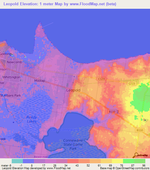 Leopold,Australia Elevation Map