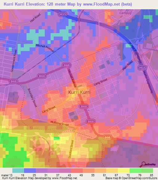 Kurri Kurri,Australia Elevation Map