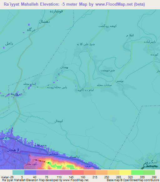 Ra`iyyat Mahalleh,Iran Elevation Map