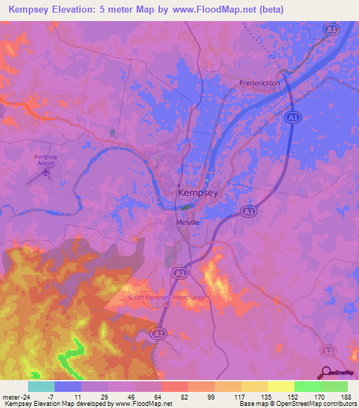 Kempsey,Australia Elevation Map
