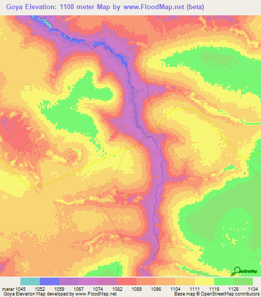 Goya,Congo (Kinshasa) Elevation Map