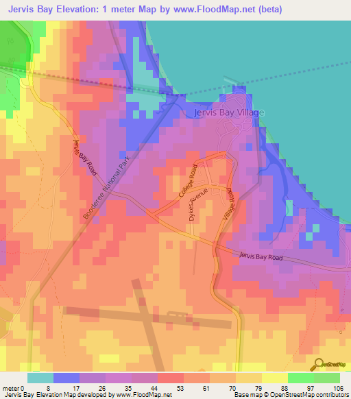 Jervis Bay,Australia Elevation Map