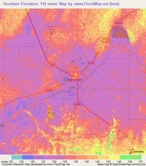 Horsham,Australia Elevation Map
