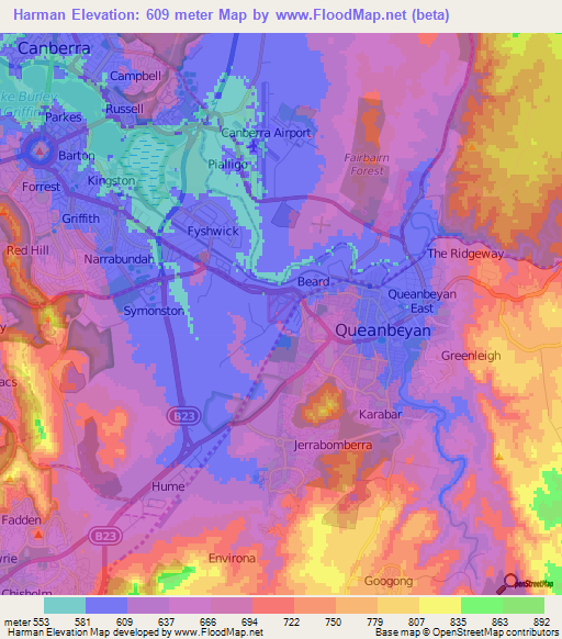 Harman,Australia Elevation Map