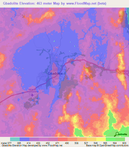 Gbadolite,Congo (Kinshasa) Elevation Map