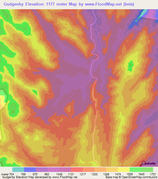 Gudgenby,Australia Elevation Map