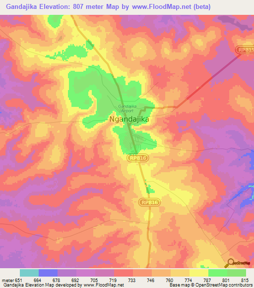 Gandajika,Congo (Kinshasa) Elevation Map