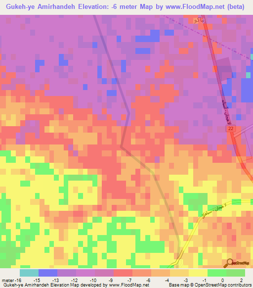Gukeh-ye Amirhandeh,Iran Elevation Map