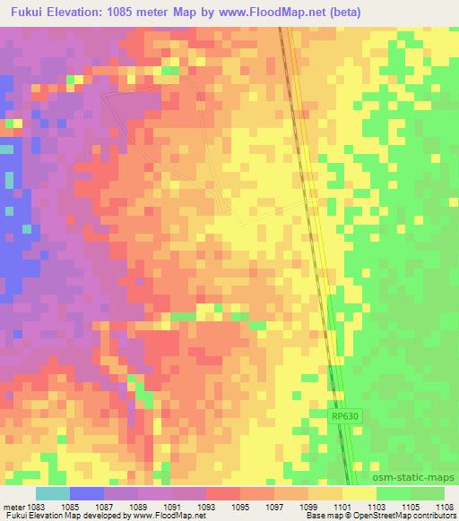 Fukui,Congo (Kinshasa) Elevation Map