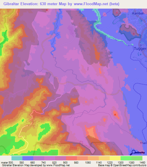 Gibraltar,Australia Elevation Map