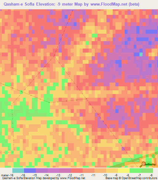 Qasham-e Sofla,Iran Elevation Map