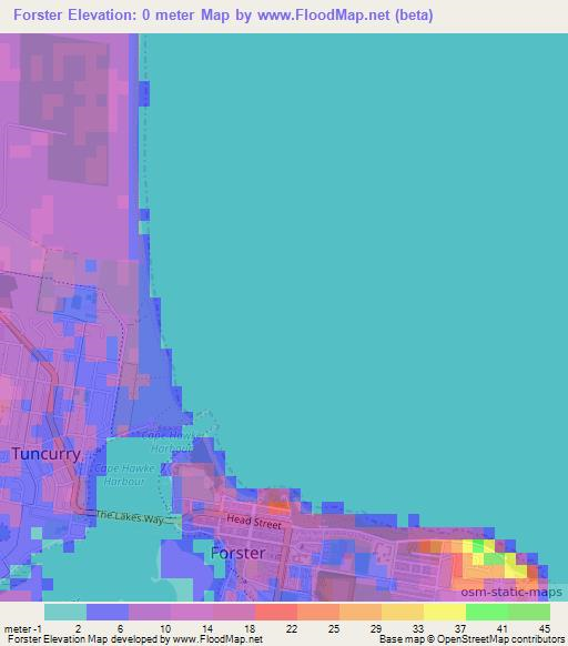 Forster,Australia Elevation Map