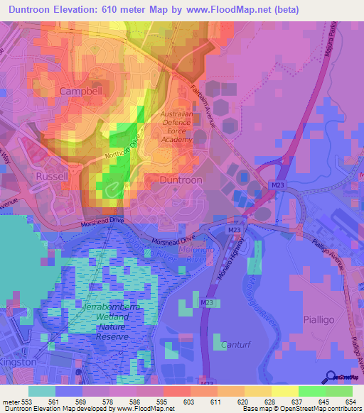 Duntroon,Australia Elevation Map
