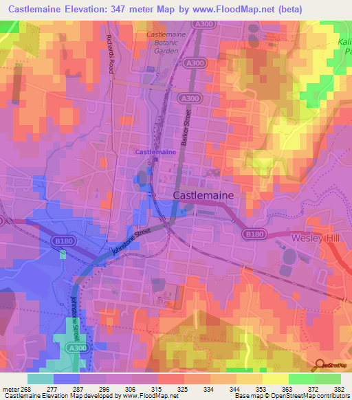Castlemaine,Australia Elevation Map