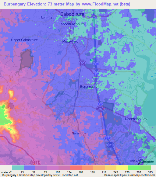 Burpengary,Australia Elevation Map