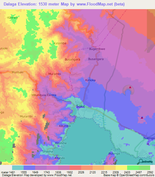 Dalaga,Congo (Kinshasa) Elevation Map