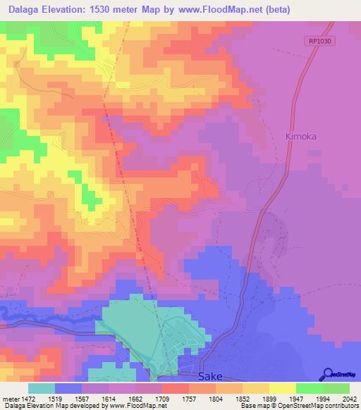 Dalaga,Congo (Kinshasa) Elevation Map