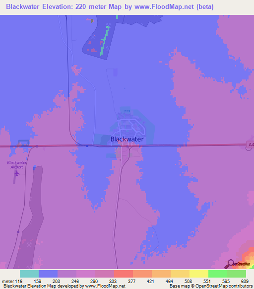 Blackwater,Australia Elevation Map
