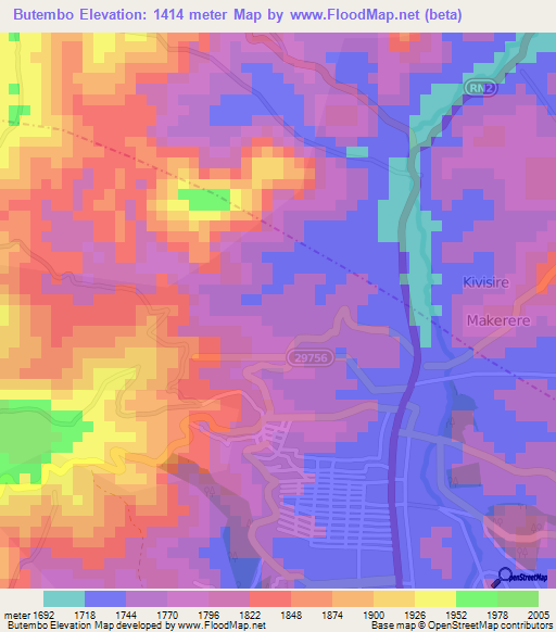 Butembo,Congo (Kinshasa) Elevation Map