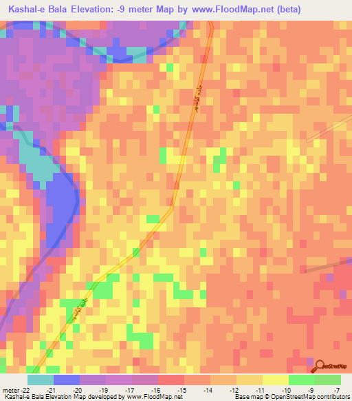 Kashal-e Bala,Iran Elevation Map