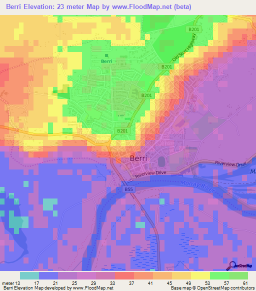Berri,Australia Elevation Map