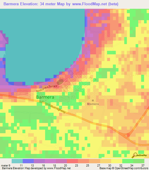 Barmera,Australia Elevation Map