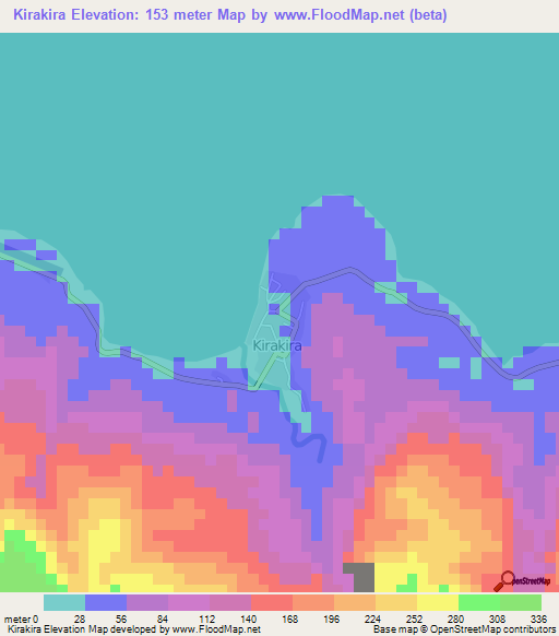 Kirakira,Solomon Islands Elevation Map