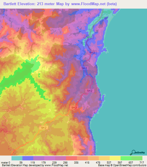 Bartlett,New Zealand Elevation Map