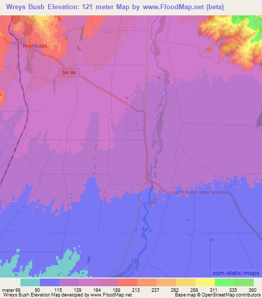 Wreys Bush,New Zealand Elevation Map