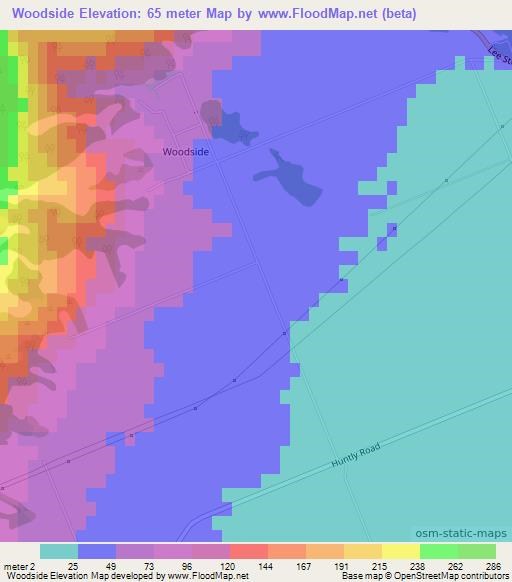 Woodside,New Zealand Elevation Map